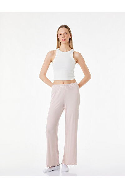 Koton Relaxed Fit Ribbed High Waist Cotton Pajama Bottoms