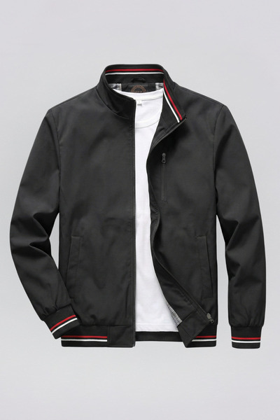 ixir Palton și jachetă neagră pentru bărbați - sezonier clasic cu fermoar