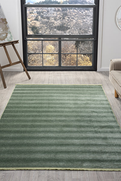 CASERA HOME Zen Yesıl Kaymaz Taban Yıkanabılır Dokuma Kılım Yolluk
