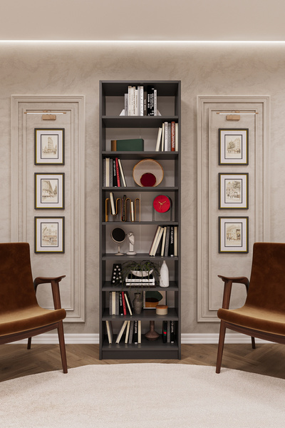 asratrend Asra Trend MDF Koyu Gri Kitaplık – Ayarlanabilir Raflar, Ev & Ofis ...