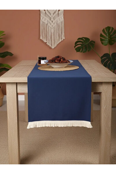 NDC HOME Τραπεζομάντηλο Premium Linen Navy Blue Tasseled Runner (45 x 150)