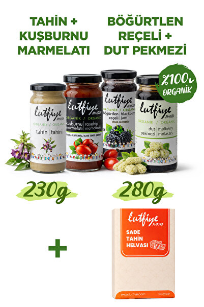 LUTFIYE Organik 4’lü Kahvaltı Seti – Tahin, Kuşburnu Marmelatı, Böğürtlen Reç...
