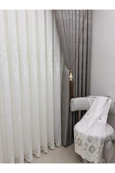 NİVEMESHOME ستارة تول بيضاء زرقاء 1/3