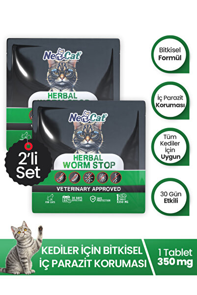 NEOCAT Bitkisel & Lezzetli Anti Parazit Tableti İç Herbal Worm Stop Parazit İ...
