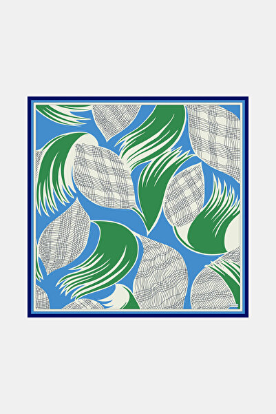 Vakko MAVİ OBJE DESENLİ TWİLL EŞARP