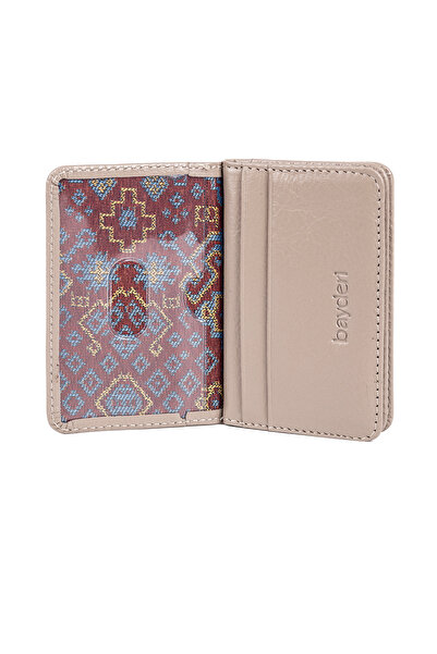 BAYDERİ Suımir Genuine Leather Card Holder Wallet Mink