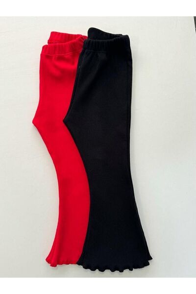 ARYA BABY 2 li Kız Bebek Triko Kaşkorse Kumaştan Geniş Fitilli Ispanyol Paça ...