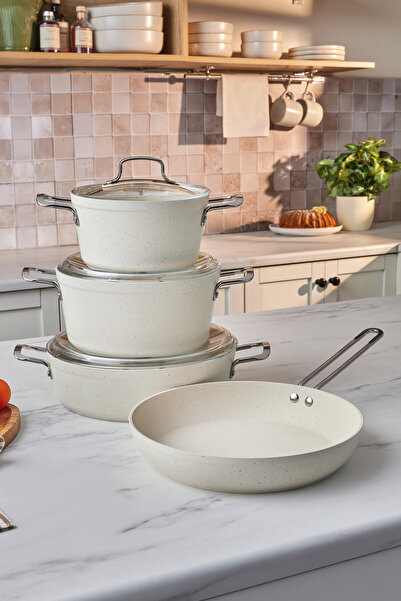 Emsan Set de vase și tigăi din piatră albă Biogranit, 7 piese