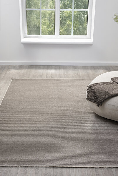 Zen Bej Kaymaz Taban Makinede Yıkanabilir Dokuma Kilim Yolluk
