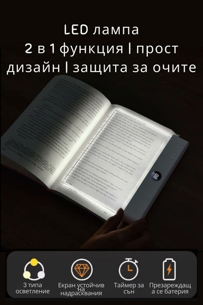 clickzu LED лампа 2 в 1 за четене и нощно осветление