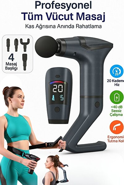 POLYGOLD Titreşimli Germe Kemerli Masaj Tabancası Sporcu Masaj Aleti Başlıklı...