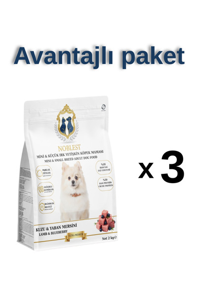 NOBLEST PET KUZU ETLİ MİNİ VE KÜÇÜK IRK YETİŞKİN KÖPEK MAMASI 3X2 KG