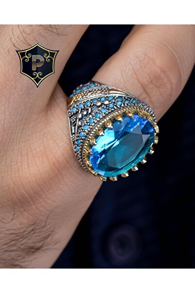 Prestige Gümüş Erkek Yüzük Aquamarine (Aqua Marin) Taşlı 10000000130