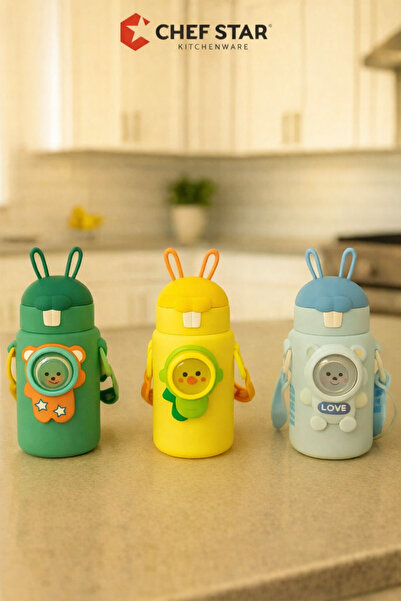 Chefstar Sevimli Tavşan Pipetli Paslanmaz Çelik Çocuk Termos Suluk – 500 Ml |...