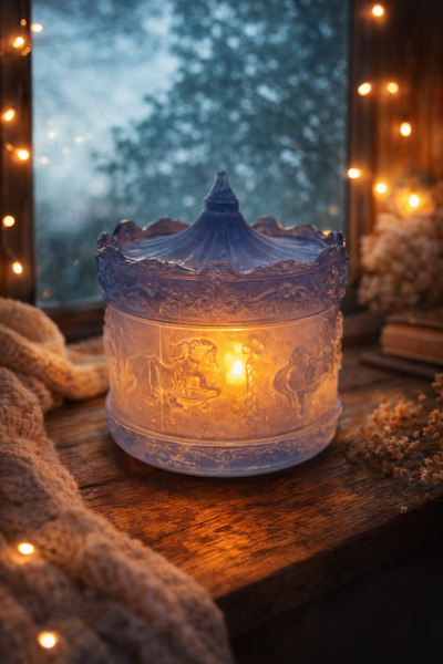 PELIUS صندوق كاروسيل، صندوق خياطة، صندوق مجوهرات مزخرف بمسحوق اللؤلؤ الأزرق و...