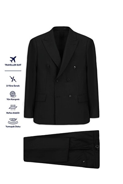 Kiğılı 6 Drop Regular Fit Standard Cut Woolen Double-Breasted Belt Buckle Tra...