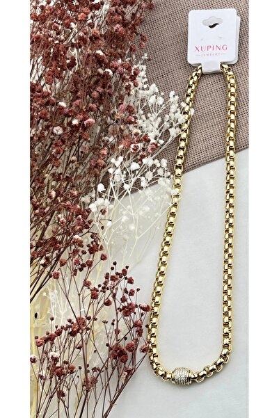XUPING JEWELRY Xuping Kalın Zincir Taşlı Kolye 14k Altın kaplama