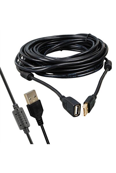Powermaster PM-11955 10 Metre USB-A 2.0 Dişi Erkek Uzatma Kablosu Siyah