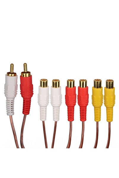 Powermaster PM-24208 2 RCA Erkek - 6 RCA Dişi Ses Çoklayıcı Kablo 40Cm Zırhlı...