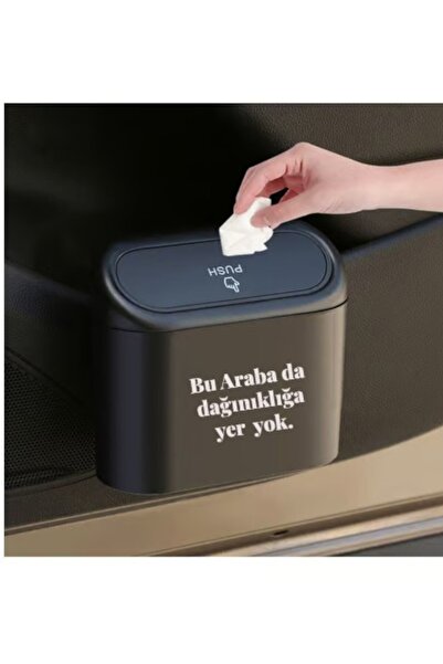 HEDİYE FİKRİ Kişiye Özel Premium Siyah Araba Çöp Kutusu – Büyük Kapasiteli, S...