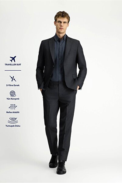 Kiğılı بدلة كلاسيكية من الصوف ذات ياقة مونو بقصة عادية