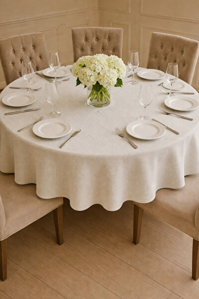 Rona Home Față de masă rotundă, culoare uni, rezistentă la apă și pete, elega...