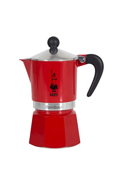 Bialetti Rainbow Moka Pot 3 Cup Kırmız