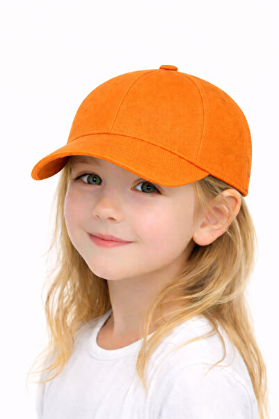 ZERAMİNE Orange Children's Baseball Cap – Adjustable Velcro Back Unisex Kids ...