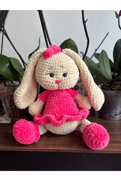 UrazTasarım Amigurumi Uzun Kulaklı Sevimli Tavşan , Amigurumi Bebek