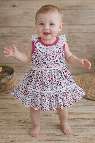 Tomuycuk Wild Flower Pomegranate Baby Girl Dress Children's Suit 3-6-9-12 Mon...