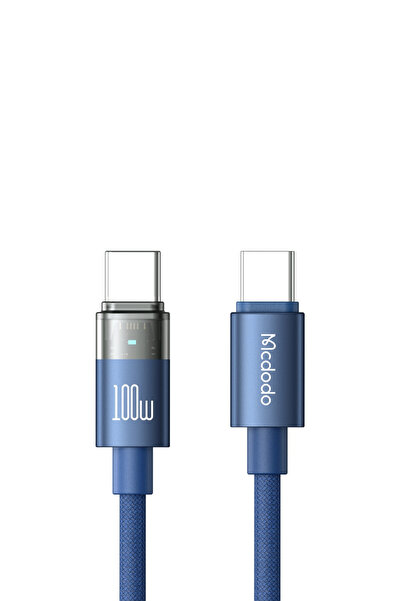 Mcdodo CA-5586 USB-C to USB-C 100W Şeffaf LED Işıklı Hızlı Şarj Kablosu 1.6m ...