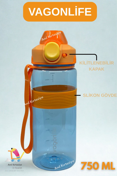 Vagonlife TRİTAN 750 ML MATARA BİLEK ASKI-KAYDIRMAZ SLİKON GÖVDE