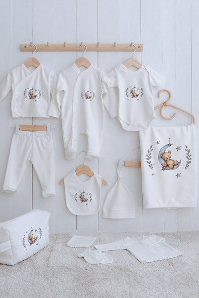 Tuğba Kuğu Organic 11-Piece Hospital Release - for Baby - Sleeping Bear on th...