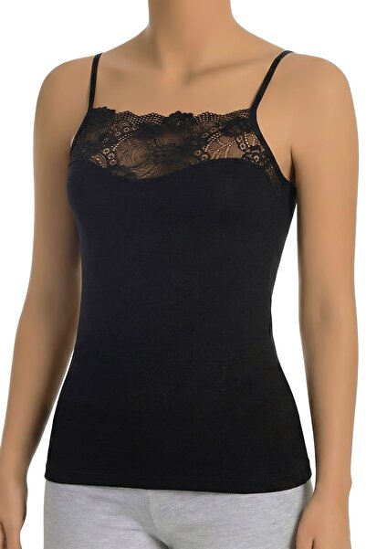 Öts Kadın Atlet Askılı Tüllü (%96 Pamuk - %4 Elastan)