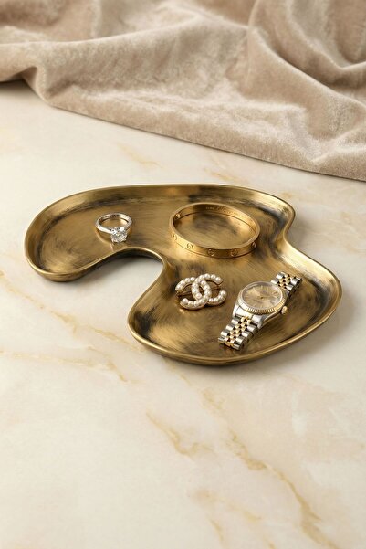 Viselia Takı Tabağı Takı Organizeri Takı Makyaj Kozmetik Düzenleyici Altın Es...