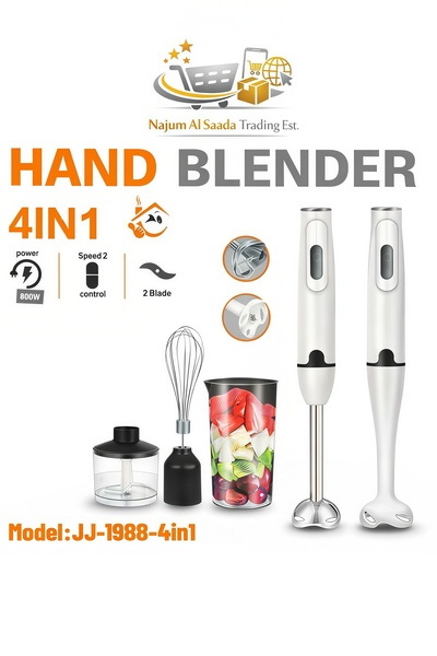 Generic 4-in-1 800W Electric Hand Blender with Chopper, 2 Speed Stainless Ste...