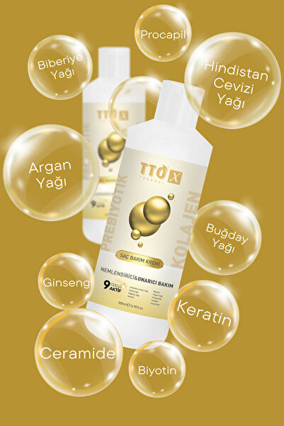 TTO Saç Kremi Nemlendirici ve Onarıcı 500 ml Kolajen ve Prebiyotik X Yıpranmış Saçlar