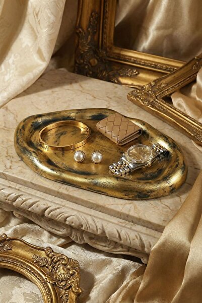 Viselia Takı Tabağı Takı Organizeri Takı Makyaj Kozmetik Düzenleyici Altın Es...