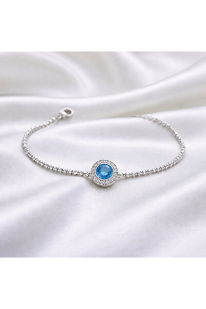 shop MAVİ TAŞLI GÜMÜŞ RENK ÇELİK BİLEKLİK