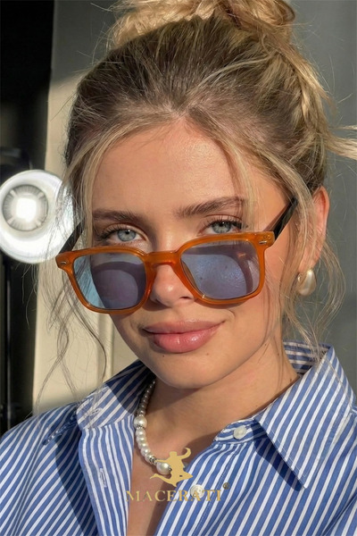 MACERATİ Sunglasses Women & Men Uv400 Glass Ce Certificated Orange Blue Sungl...