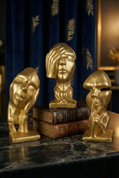 Evene Biblo Dekoratif Obje Heykel Üç Maymun Biblo Dekoratif Süs Eşyası Altın ...