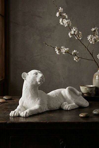 Rugad Biblo Dekoratif Heykel Leopar Biblosu Beyaz Model 38
