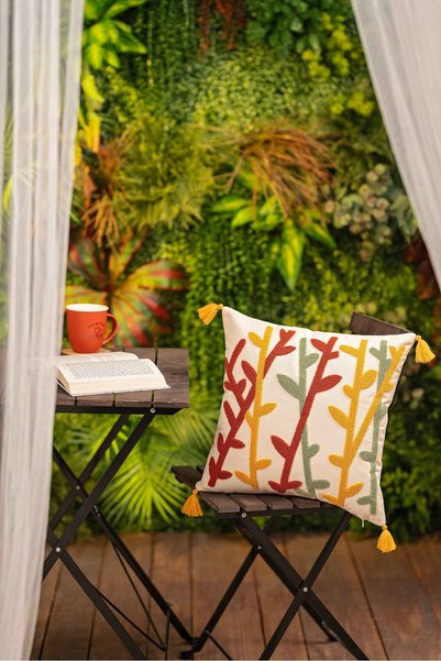 cottoncloth Husă decorativă brodată BAMBU BOHEM PUNCH 42x42 cm