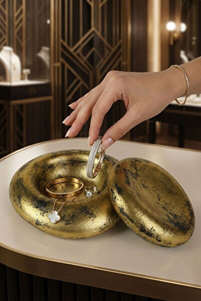 Viselia Takı Kutusu Takı Organizer Kapaklı Kutu Takı Düzenleyici Altın Eskitm...