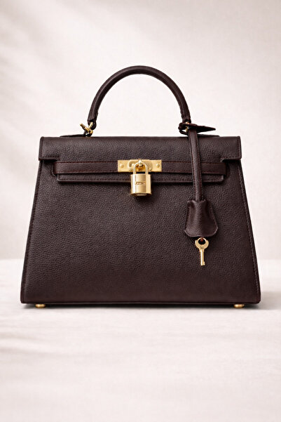 MoonliWear Коричнева шкіряна сумка з застібкою