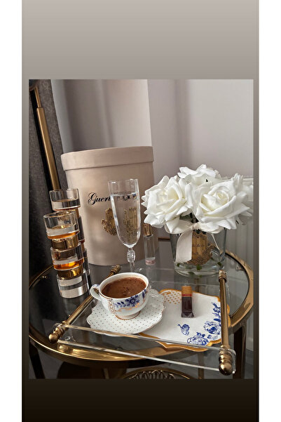 JAGUAR AKSESUAR pleksi kahve sunum tepsi gold