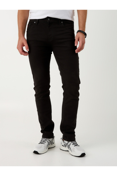 muzzo jeans Slim Fit černé lycrové džíny