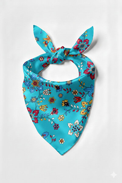 PETEK AKSESUAR باندانا بنمط عرقي باللون الفيروزي