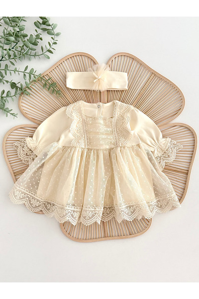 Jammybaby Carmen Elbise %100 Pamuk Penye Tül Dantelli Yenidoğan Kız Bebek Mev...