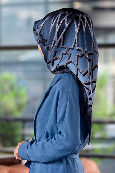 Vissona 57% Silk 43% Viscos Twill Turkish Motif Patterned Baby Blue Color 90X...